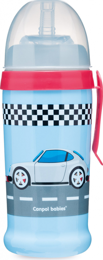 Canita sport cu pai - Racing - Canpol babies fara BPA 350 ml albastru inchis 