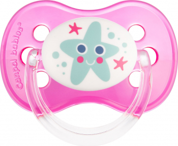 Suzeta - Nature - cu tetina rotunda latex Canpol babies fara BPA 0-6 luni roz 