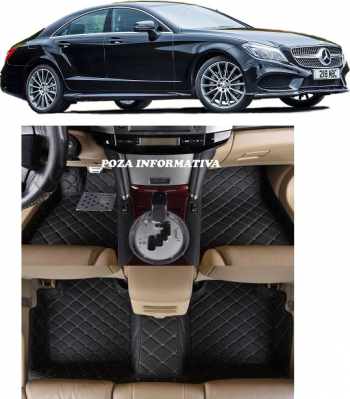 Covorase auto LUX PIELE 5D Mercedes CLS W218 2011-2017 5D-08 cusatura bej 