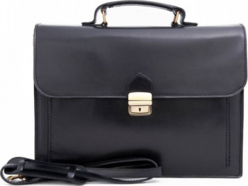 Servieta barbati din piele naturala neagra FS141 