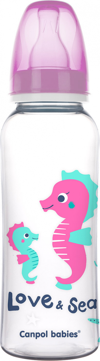 Biberon gat ingust - Love and Sea - Canpol babies polipropilena 250 ml roz 