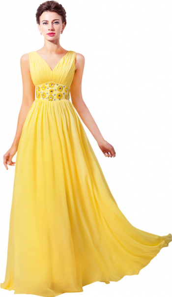 Rochie lunga galbena Solaris marimea 38 M 