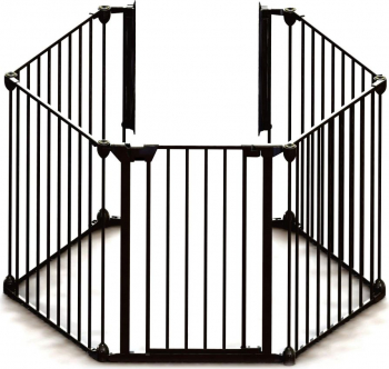 Tarc de siguranta modular cu 5 panouri metal negru Noma N94238