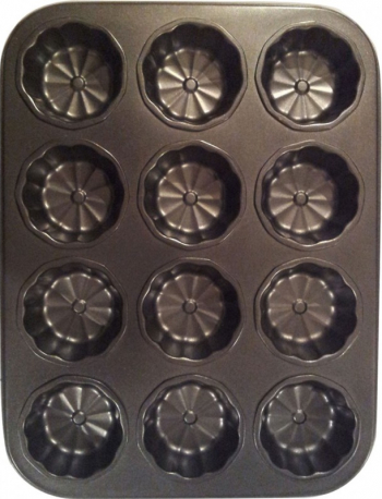 Forma pentru copt briose dreptunghiulara 12 margarete otel cu acoperire teflon 35.5 x 26.5 cm
