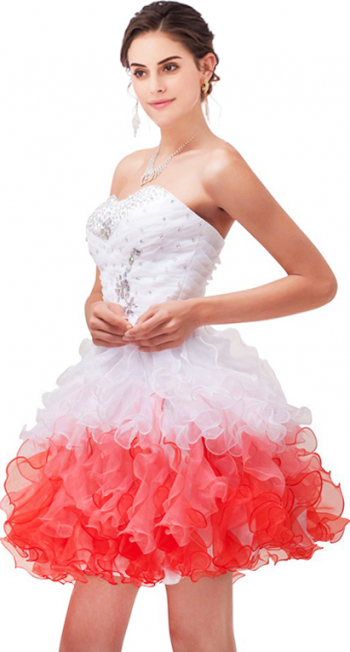 Rochie de ocazie ombre alb cu rosu marimea 40 L 