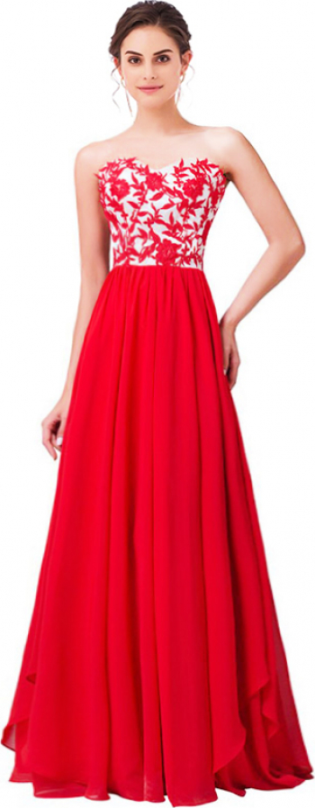 Rochie de seara cu broderie florala rosie marimea 40 L 
