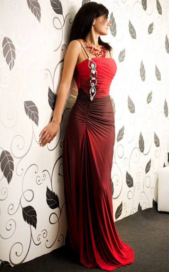 Rochie de seara rosie lunga in degrade COD RS01 marimea 36 