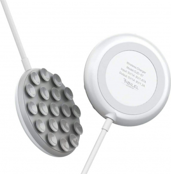 Incarcator wireless cu ventuze de prindere 10 W Soho cablu inclus Alb SHO2181 