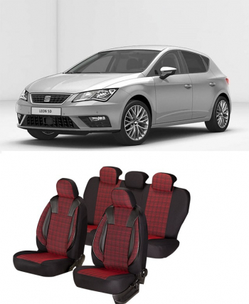 Huse scaune auto dedicate Seat Leon 2013-2019 Premium cu insertii piele 