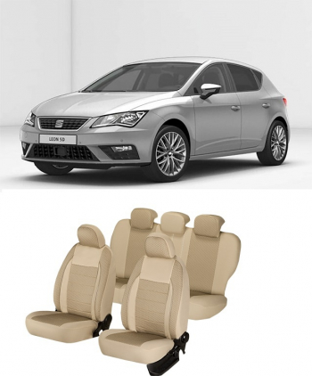 Huse scaune auto dedicate Seat Leon 2013-2019 Premium cu insertii piele 