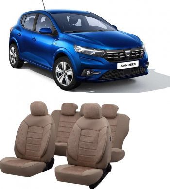 Huse scaune auto material Textil dedicate Dacia Sandero 2020-2021 Premium insertii piele ecologica 