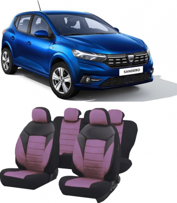 Huse scaune auto material Textil dedicate Dacia Sandero 2020-2021 Premium insertii piele ecologica 