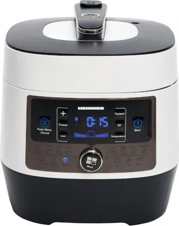 Multicooker cu gatire sub presiune Heinner HPCK-6WH 4.5 L 14 programe vas antiadeziv detasabil Timer presiune reglabila display LED A 