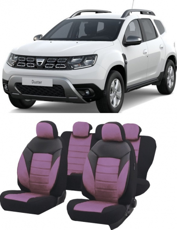 Set huse scaune auto dedicate Dacia Duster 2012-2019 Premium insertii de piele 