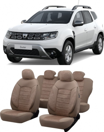 Set huse scaune auto dedicate Dacia Duster 2012-2019 Premium insertii de piele 