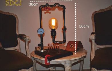 lampa suport din lemn steampunkdesigncj 