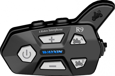 Sistem de comunicare moto intercom Wayxin R9 Single Pack Conferinta de pana la 4 rideri simultan distanta 1500m FM baterie 850mah 