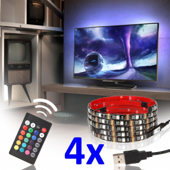 Kit Banda LED SMART4 TV 24-39 pentru Iluminare Ambientala Fundal RGB in Spatele Televizorului Backlight cu Telecomanda 
