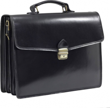 Geanta business din piele naturala 302 NEGRU portlaptop 