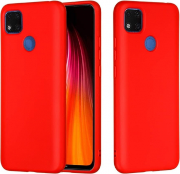 Husa protectie pentru Xiaomi Redmi 9C ultra slim din silicon Rosu silk touch interior din catifea 
