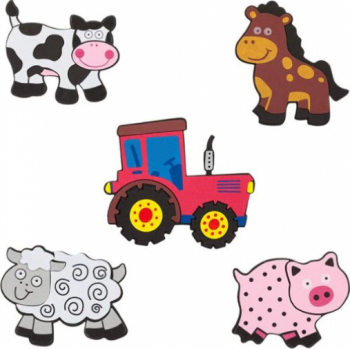 Set decoratiune de perete pentru camera copilului model Ferma animale 5 figurine Multicolor SHO2252 
