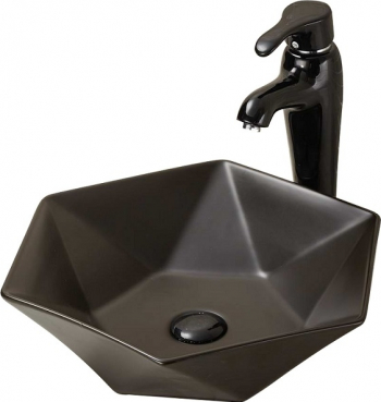 Lavoar pe blat Black Diamond Fluminia 49x49 cm Negru mat ceramica sanitara Raulconstruct 
