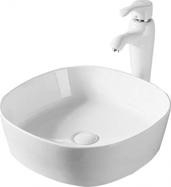 Lavoar pe blat Brigitte Fluminia 44x44 cm Alb ceramica sanitara 