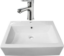 Set lavoar pe blat Raulconstruct 47x46 cm Alb cu baterie si ventil ceramica sanitara 