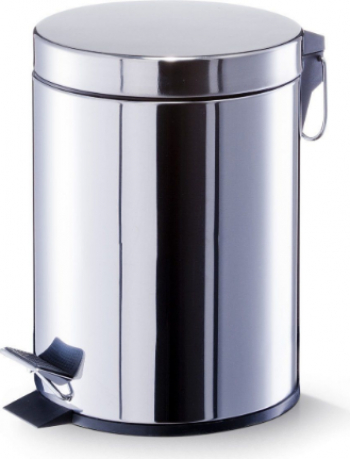 Cos gunoi din inox cu pedala si capac forma cilindrica cromat 3L 