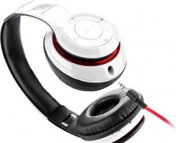 Casti audio fara fir GoGEN HBTM 41WR Bluetooth radioFM incorporat microfon alb cu rosu 