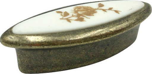 Buton pentru mobila cu insertie rasina floare maro finisaj bronz oxidat 32 mm 