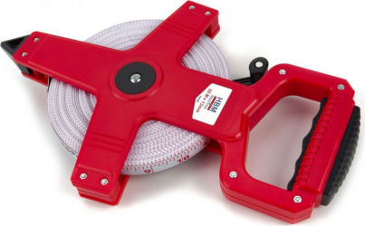 Ruleta geodezica HBM cu banda din fibra de sticla pentru masurare topograf cu maner 50m x 13mm 