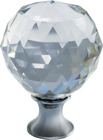 Buton modern pentru mobilier CRPA crom lucios + cristal transparent D 20 mm 