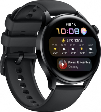 Smartwatch Huawei Watch 3 46 mm AMOLED Negru Fluoroelastomer 