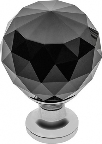 Buton pentru mobila cristal CRPA finisaj crom lucios+cristal negru D 30 mm