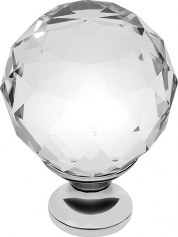 Buton pentru mobila cristal CRPA finisaj crom lucios+cristal transparent D 40 mm 