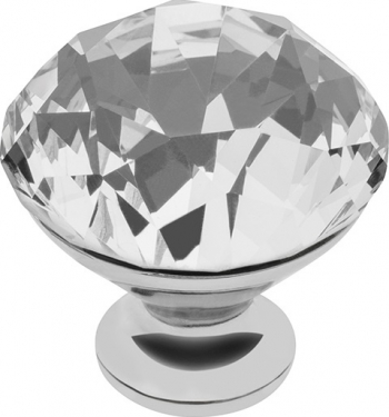 Buton pentru mobila cristal CRPB finisaj crom lucios+cristal transparent D 40 mm 