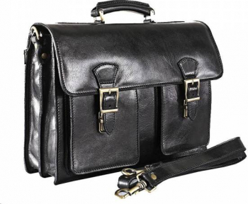 Servieta barbati din piele naturala vachetta neagra FS151 