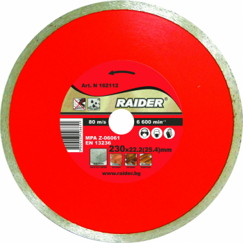 Disc diamantat continuu Raider 162112 WET diametru 230 mm 