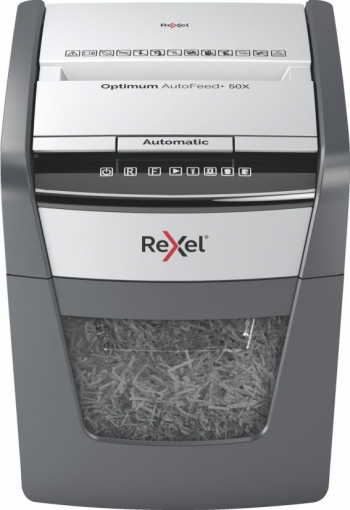 Distrugator documente Rexel Optimum 50X 50 coli Gri 