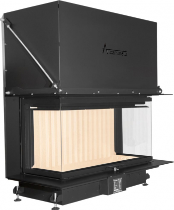 Focar semineu pe lemne model A-Caminetti CRYSTAL 110 MAX German Edition 3 laturi sticla usa relevabila 16 kW putere nominala 