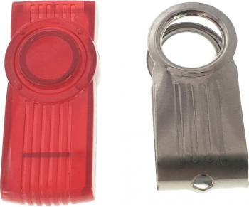 Carcasa pentru memorie USB tip rotativ din plastic si metal rosie si argintie 