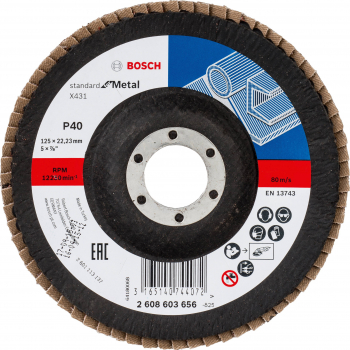 Disc lamelar frontal pentru metal Standard for Metal 2608603656 125 x 22.23 mm G 40 Bosch