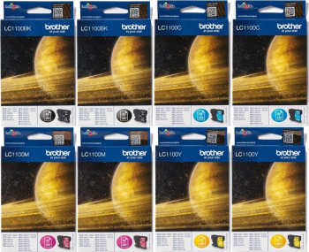 Set Cartus cerneala Brother Original 2x LC1100BK Negru 2x LC1100C Cyan 2x LC1100M Magenta 2x LC1100Y Galben 2850 pagini 