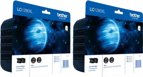 Set Cartus cerneala Brother original 2x LC1280XLBKBP2 Negru 9600 pagini 