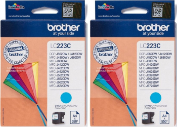 Set Cartus cerneala Brother Original 2x LC223C Cyan 1100 pagini 