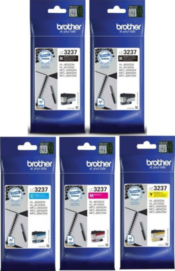 Set Cartus cerneala Brother Original 2xLC3237BK Negru LC3237C Cyan LC3237M Magenta LC3237Y Galben 10500 pagini 