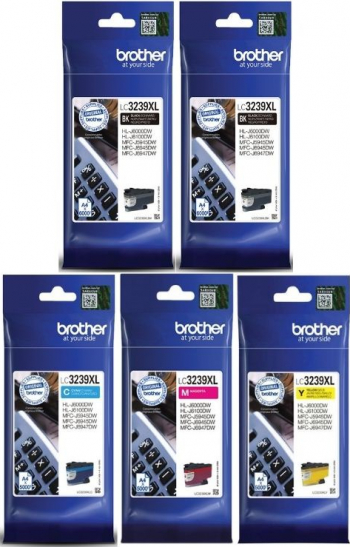Set Cartus cerneala Brother Original 2xLC3239XLBK Negru LC3239XLC Cyan LC3239XLM Magenta LC3239XLY Galben 27000 pagini 
