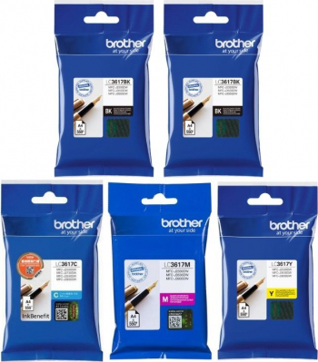 Set Cartus cerneala Brother Original 2xLC3617BK Negru LC3617C Cyan LC3617M Magenta LC3617Y Galben 2750 pagini 
