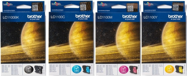 Set Cartus cerneala Brother Original LC1100BK Negru LC1100C Cyan LC1100M Magenta LC1100Y Galben 1425 pagini 